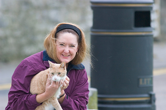 Kathy Clark  with cat in Ireland KAC10058