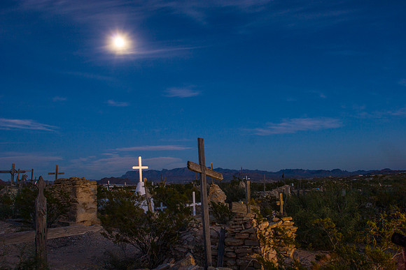 1 Terlingua Cemetery gravestones under full moon KAC110511